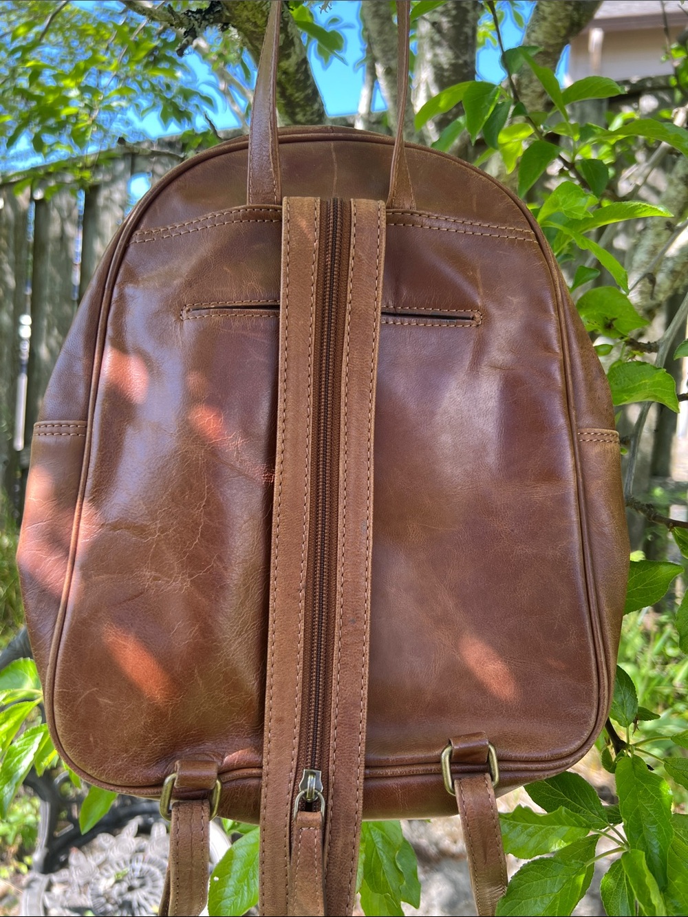 Tommy Bahama Brown Leather Backpack - Picture 5 of 16